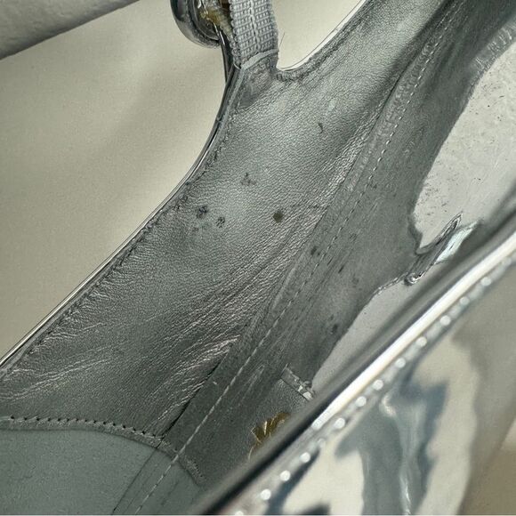 NEW Larroude silver metallic mirror square toe mary jane flat shoes size 9 - Picture 8 of 11